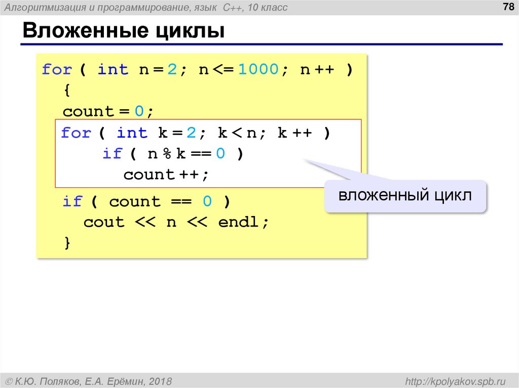 Вложенные циклы