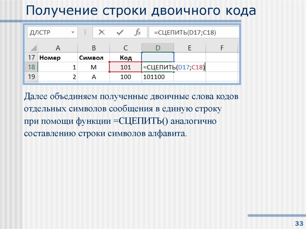 Получение строки двоичного кода