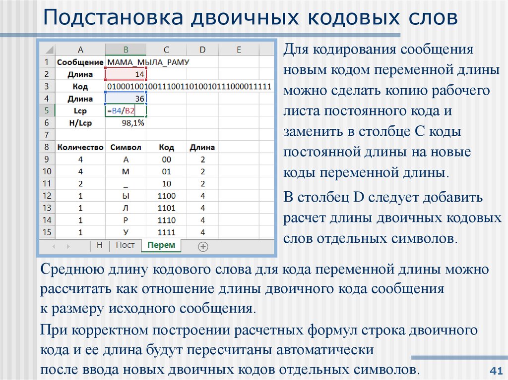 Подстановка двоичных кодовых слов