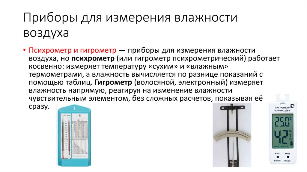 Приборы для измерения влажности воздуха