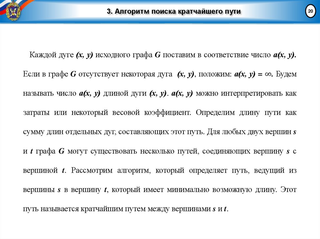 3. Алгоритм поиска кратчайшего пути