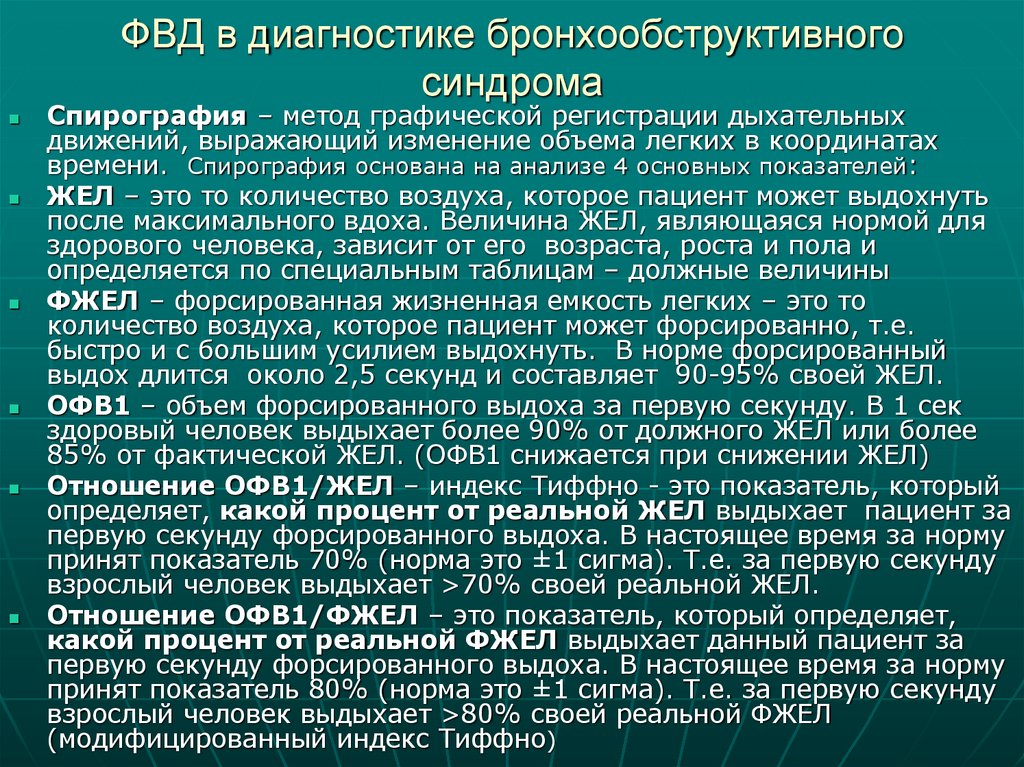 ФВД в диагностике бронхообструктивного синдрома