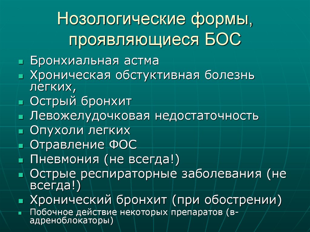 Нозологические формы, проявляющиеся БОС