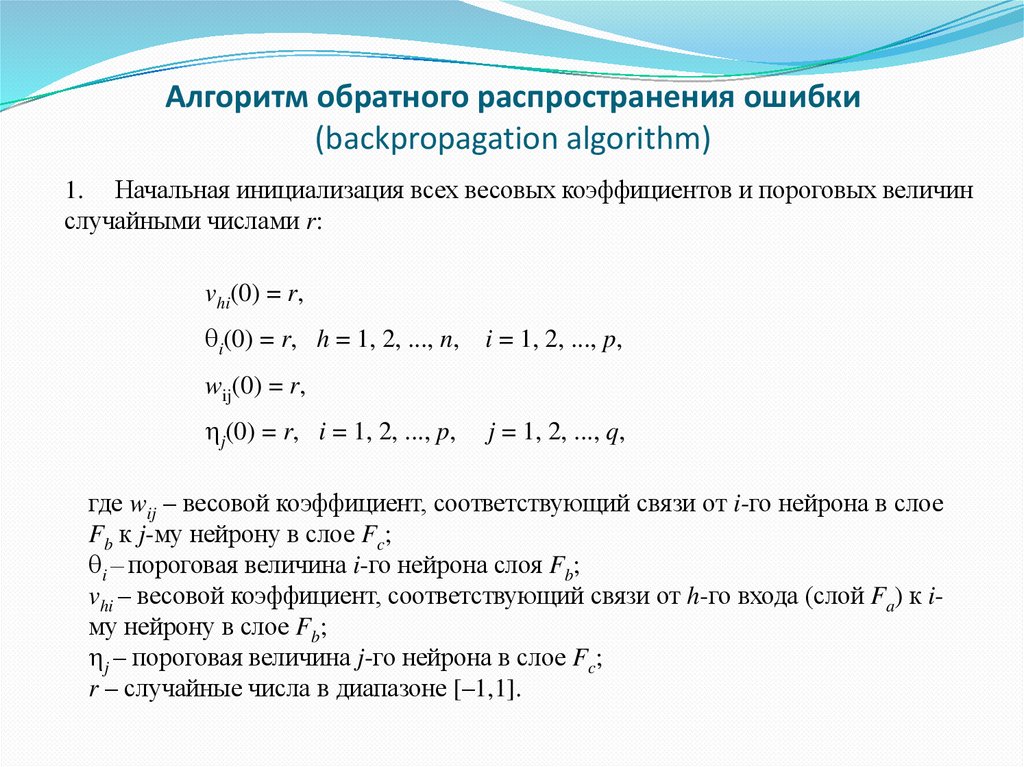Алгоритм обратного распространения ошибки (backpropagation algorithm)