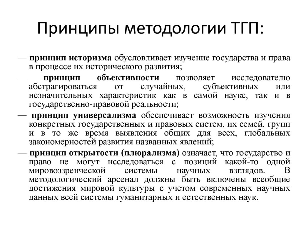 Принципы методологии ТГП: