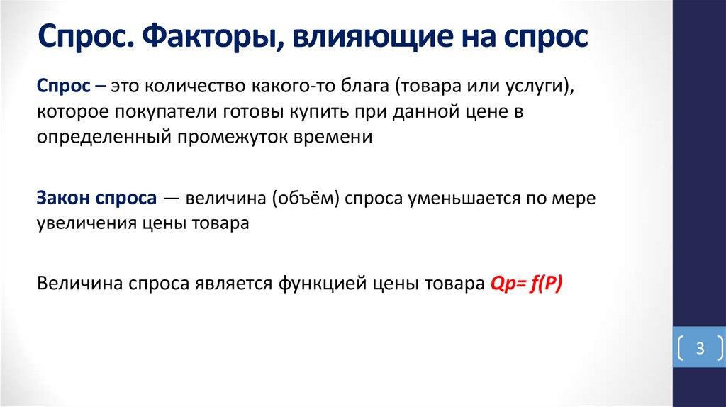 Спрос. Факторы, влияющие на спрос