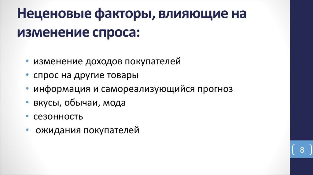 Неценовые факторы, влияющие на изменение спроса: