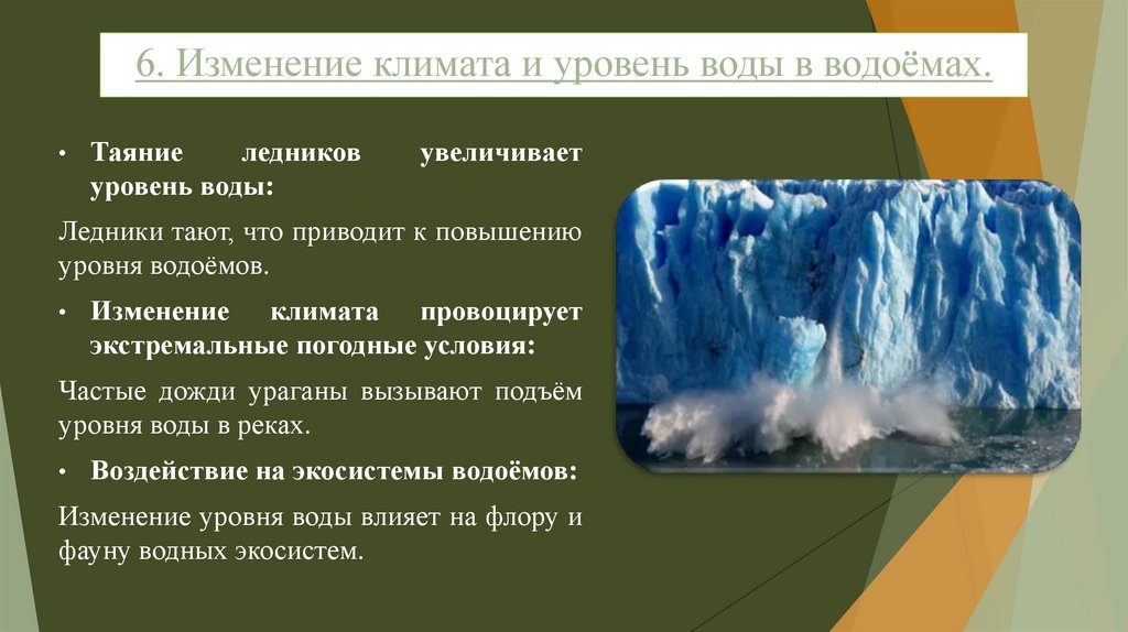 6. Изменение климата и уровень воды в водоёмах.