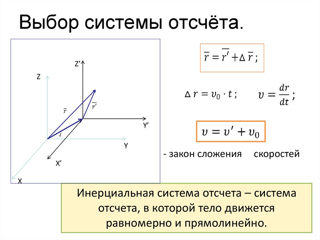 Выбор системы отсчёта.