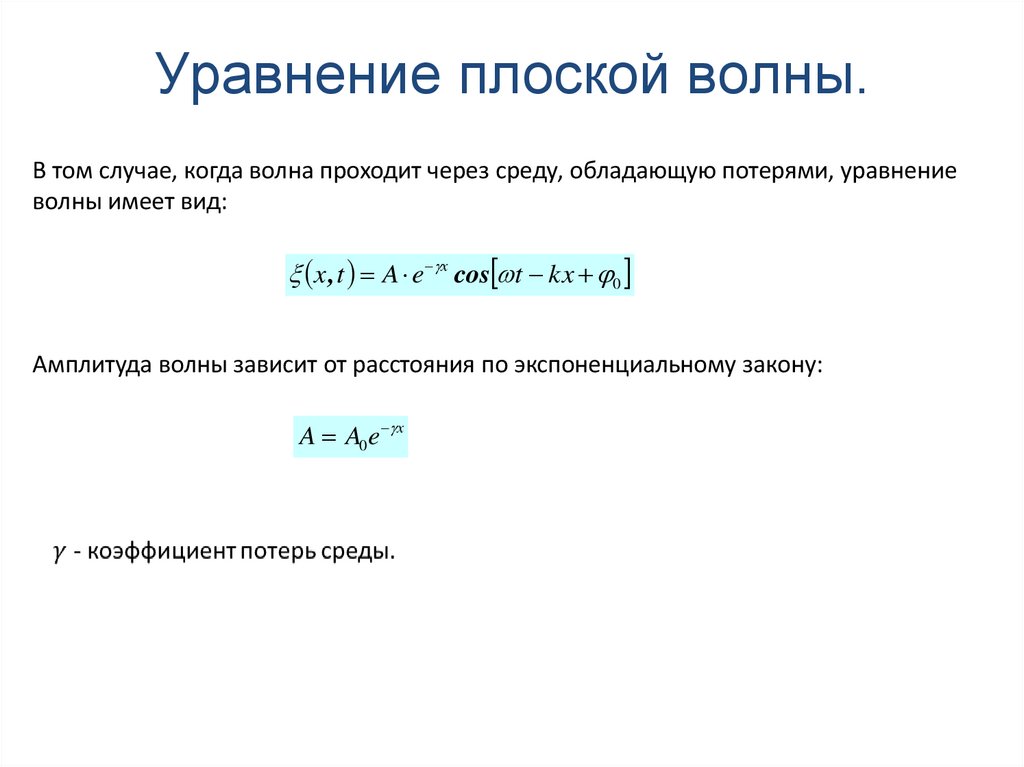 Уравнение плоской волны.