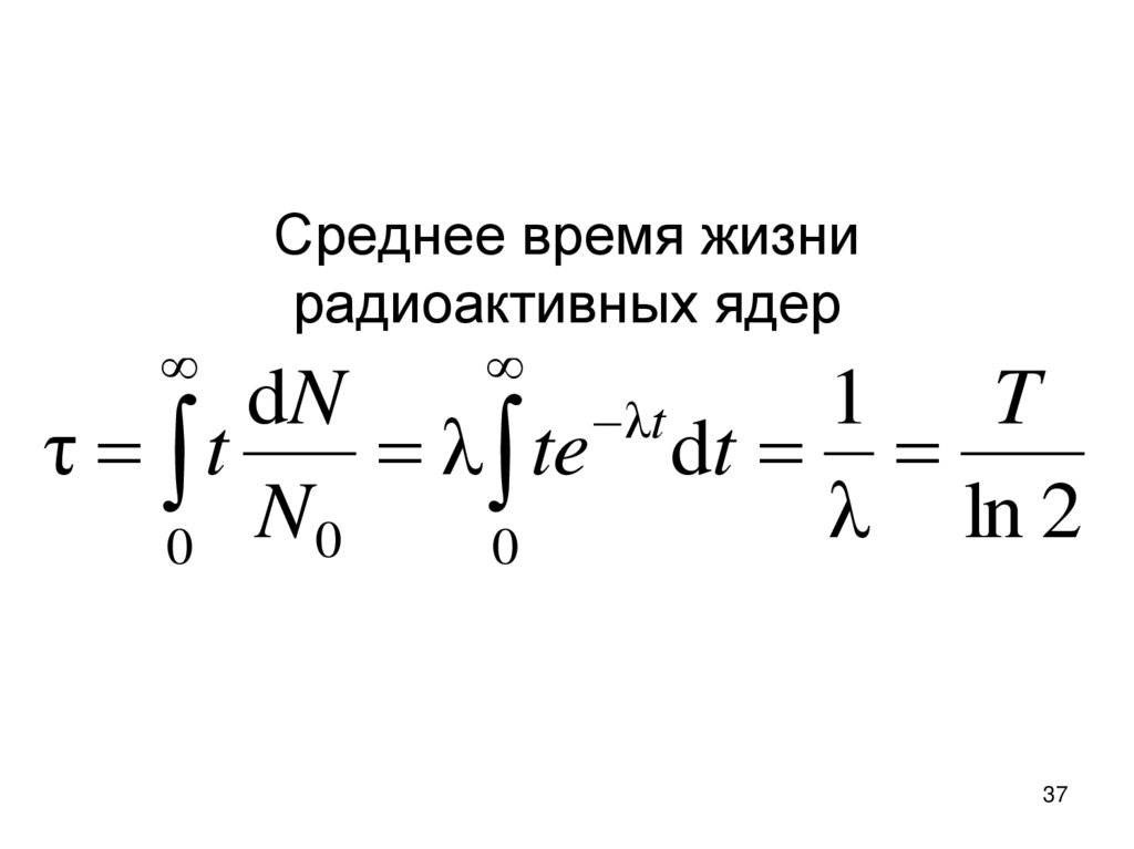 Среднее время жизни радиоактивных ядер