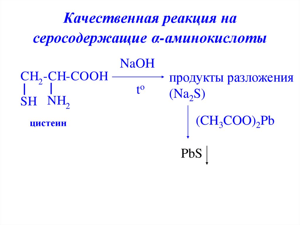 Качественная реакция на серосодержащие α-аминокислоты