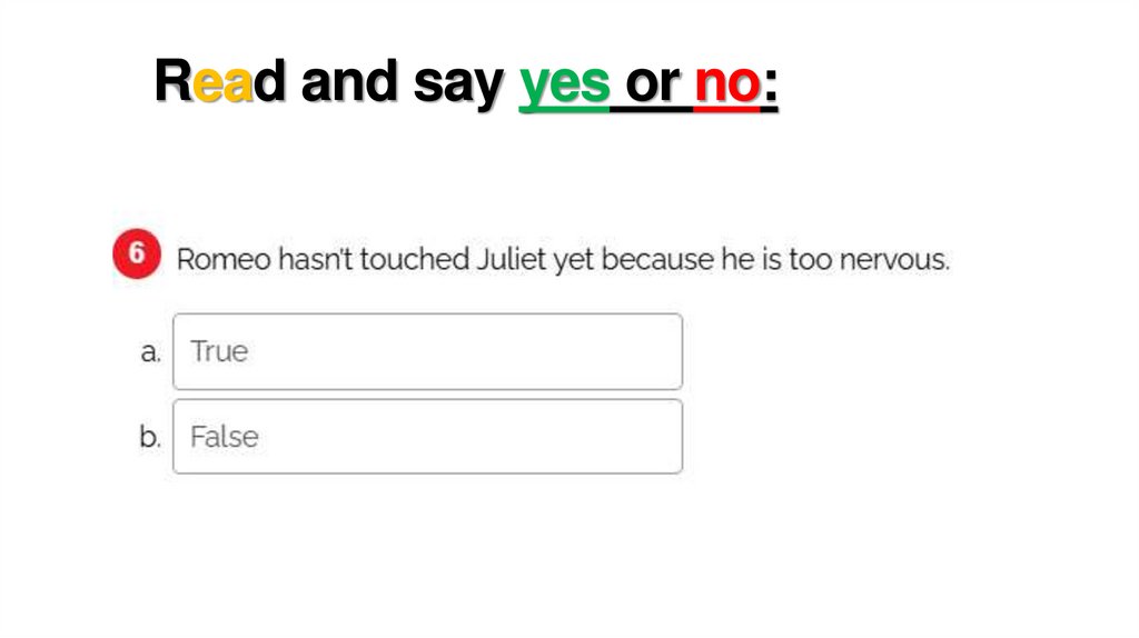 Read and say yes or no: