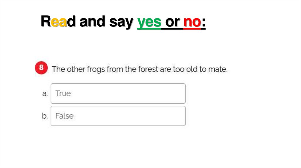 Read and say yes or no: