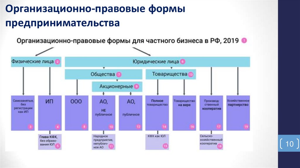Организационно-правовые формы предпринимательства