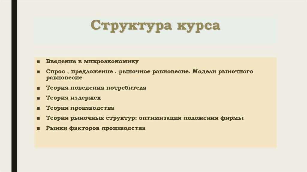 Структура курса