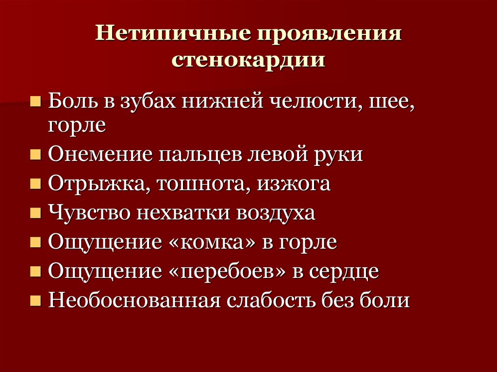 Нетипичные проявления стенокардии