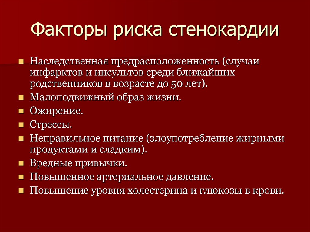 Факторы риска стенокардии