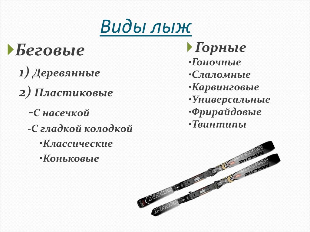 Виды лыж