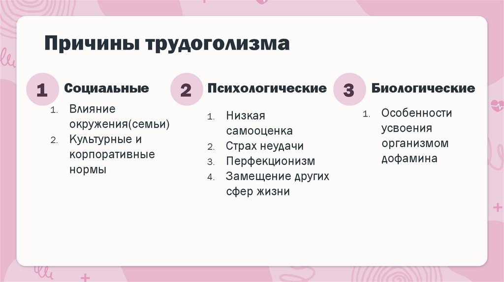 Причины трудоголизма