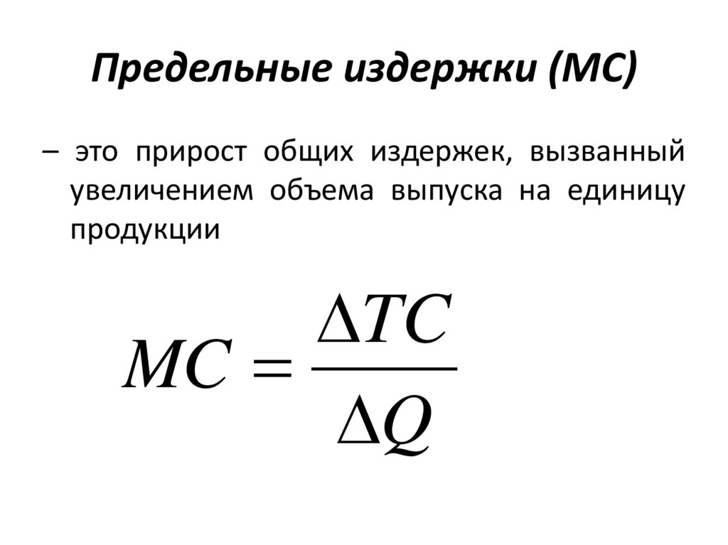 Предельные издержки (MC)