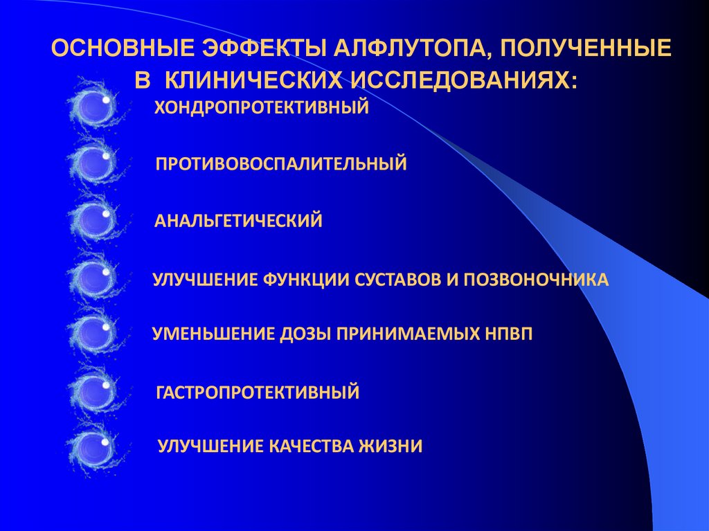 ОСНОВНЫЕ ЭФФЕКТЫ АЛФЛУТОПА, ПОЛУЧЕННЫЕ В КЛИНИЧЕСКИХ ИССЛЕДОВАНИЯХ: