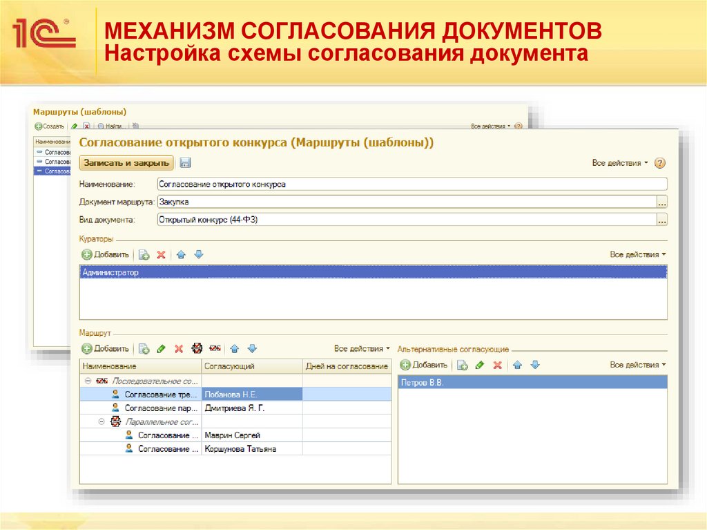 МЕХАНИЗМ СОГЛАСОВАНИЯ ДОКУМЕНТОВ Настройка схемы согласования документа