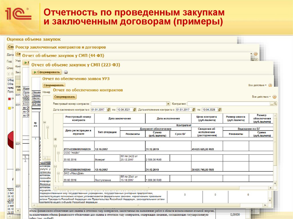 Отчетность по проведенным закупкам и заключенным договорам (примеры)