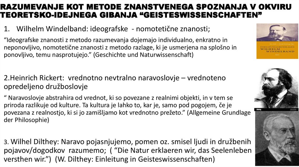RAZUMEVANJE KOT METODE ZNANSTVENEGA SPOZNANJA V OKVIRU TEORETSKO-IDEJNEGA GIBANJA “GEISTESWISSENSCHAFTEN”