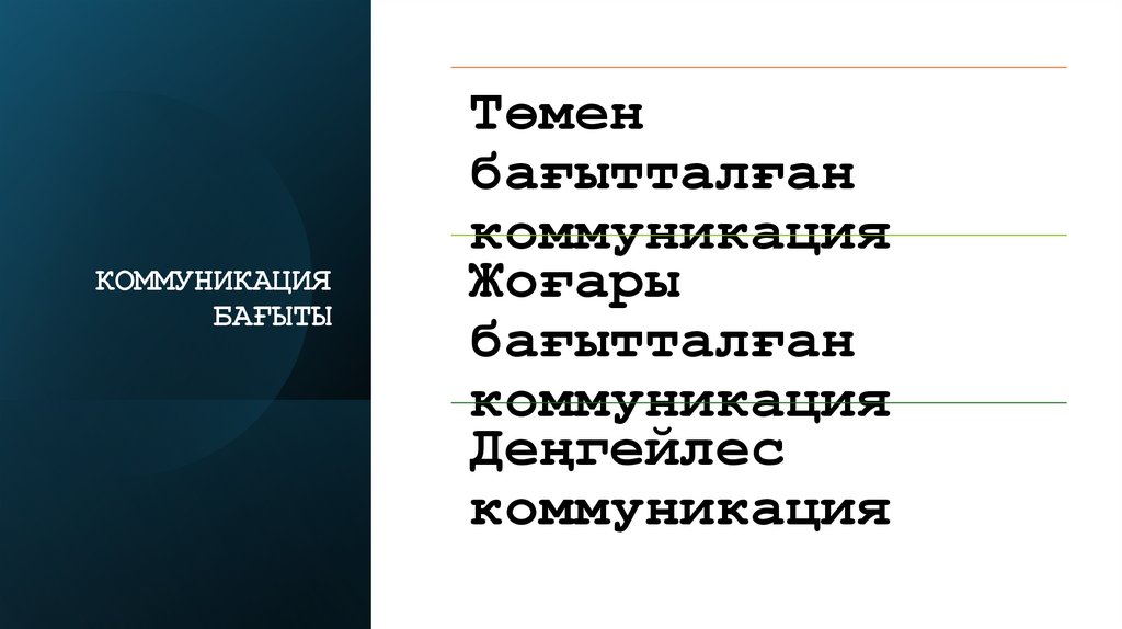 КОММУНИКАЦИЯ БАҒЫТЫ