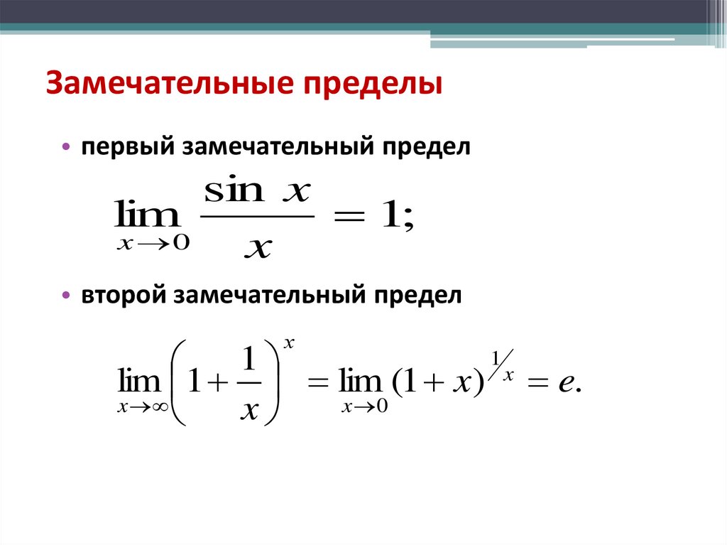 Замечательные пределы