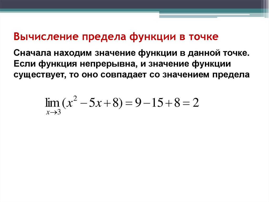 Вычисление предела функции в точке