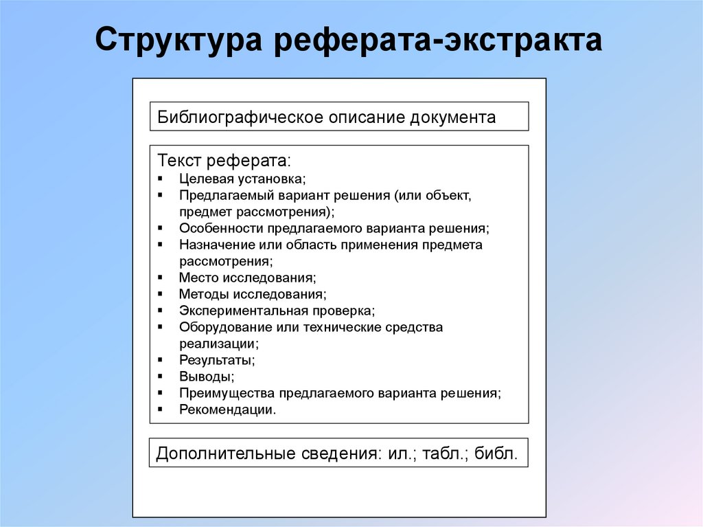 Структура реферата-экстракта