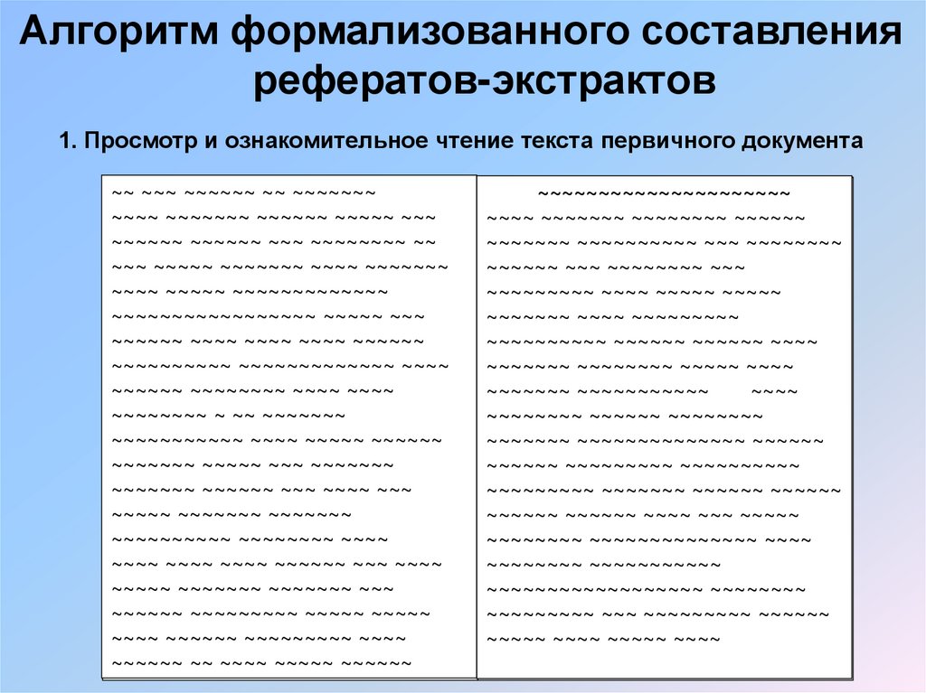 Алгоритм формализованного составления рефератов-экстрактов