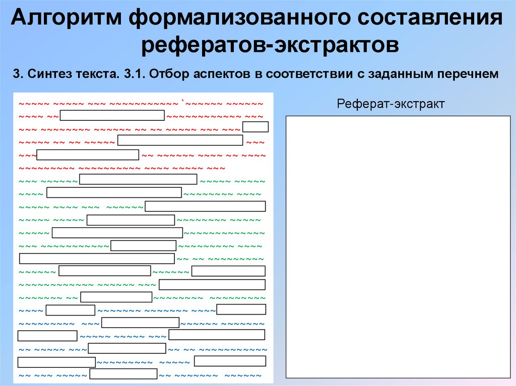 Алгоритм формализованного составления рефератов-экстрактов