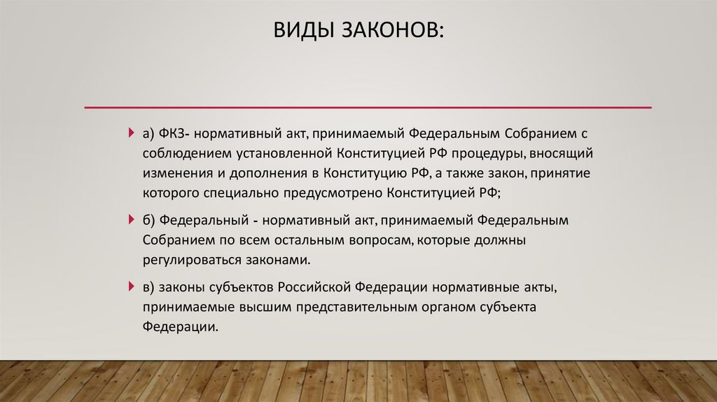 Виды законов: