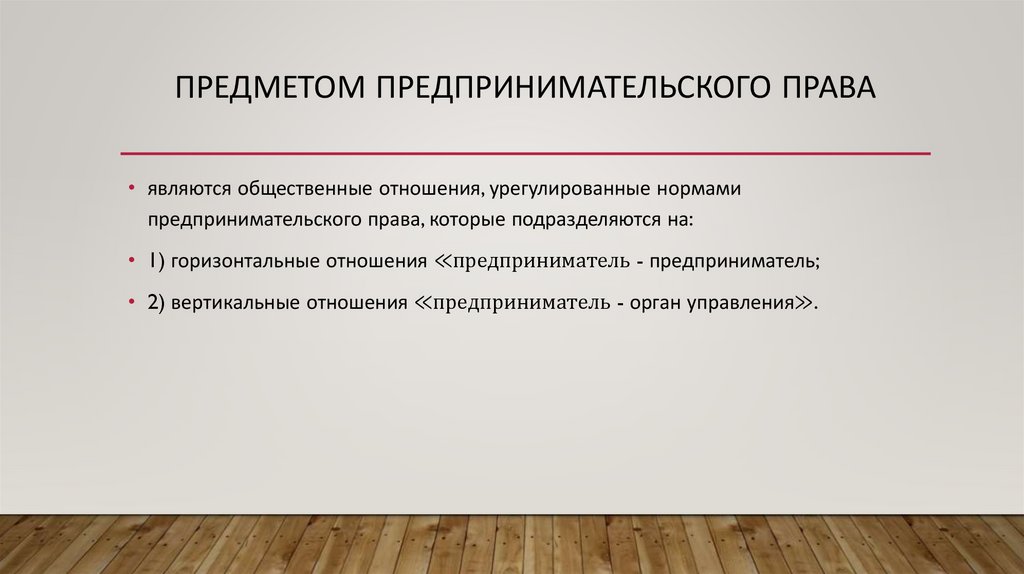 Предметом предпринимательского права