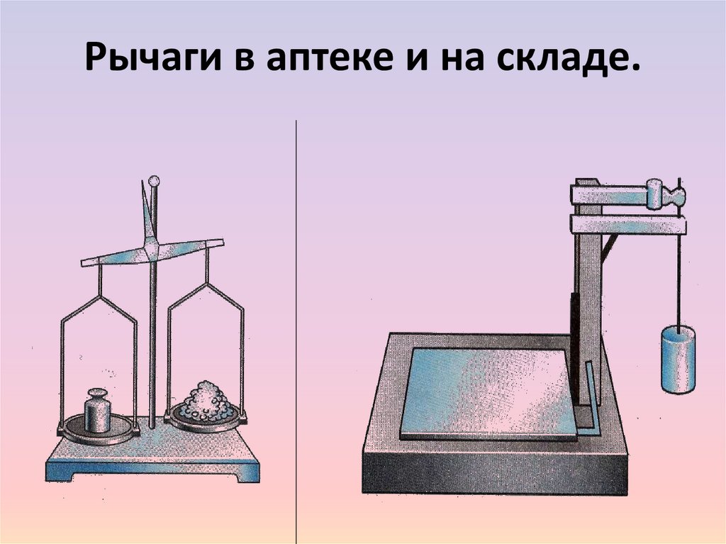 Рычаги в аптеке и на складе.