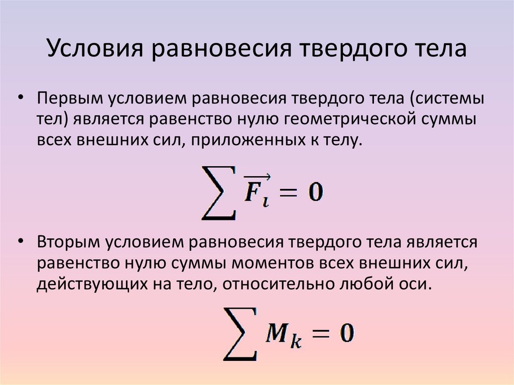 Условия равновесия твердого тела