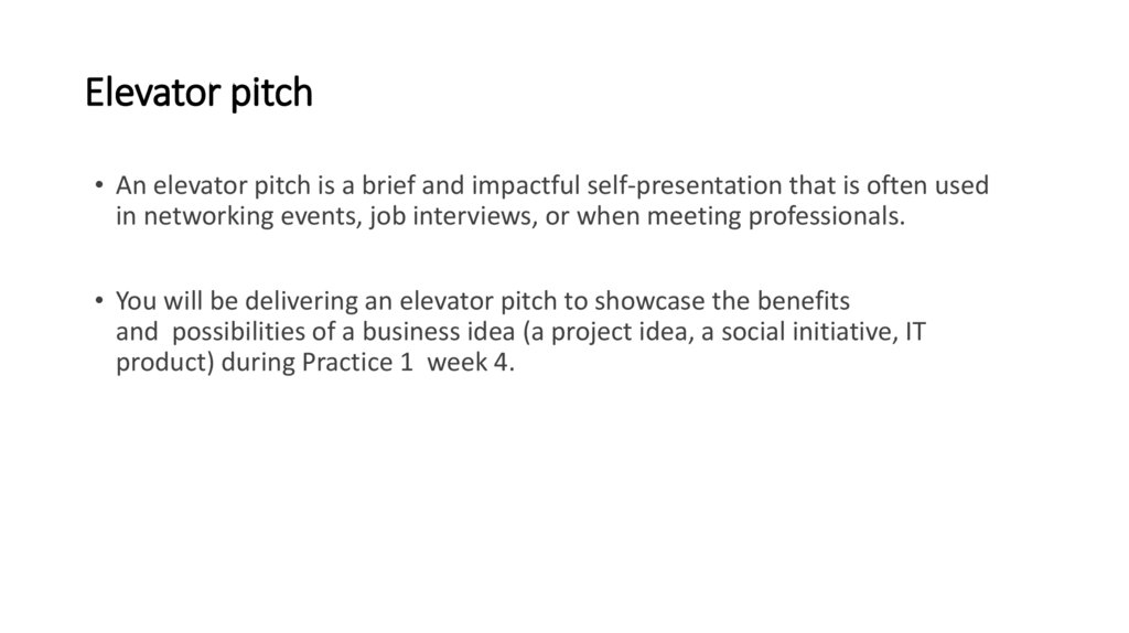 Elevator pitch​