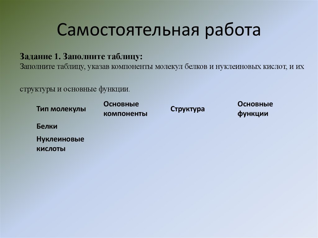 Самостоятельная работа