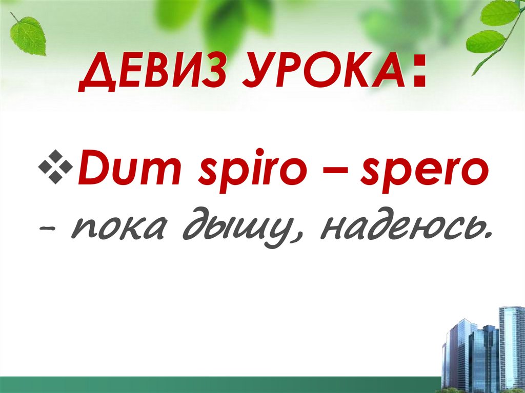 ДЕВИЗ УРОКА: