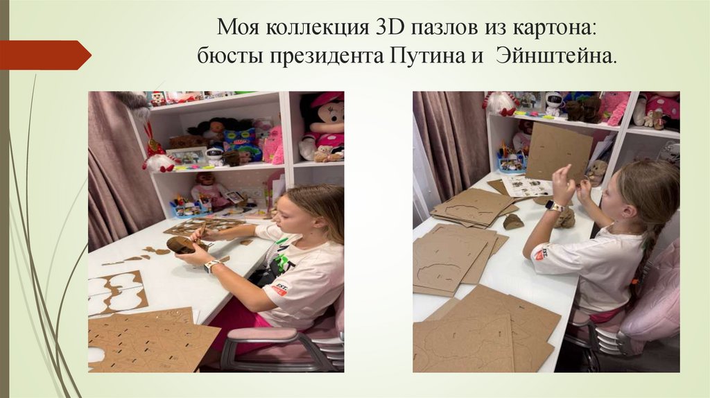 Моя коллекция 3D пазлов из картона: бюсты президента Путина и Эйнштейна.