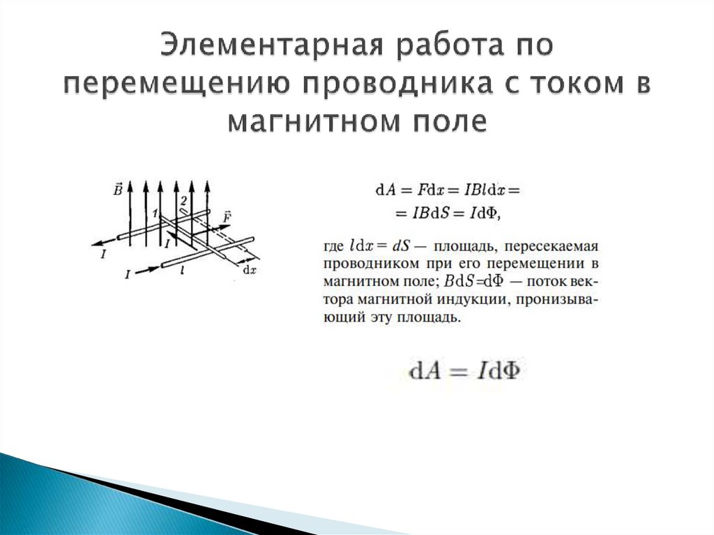 Элементарная работа по перемещению проводника с током в магнитном поле