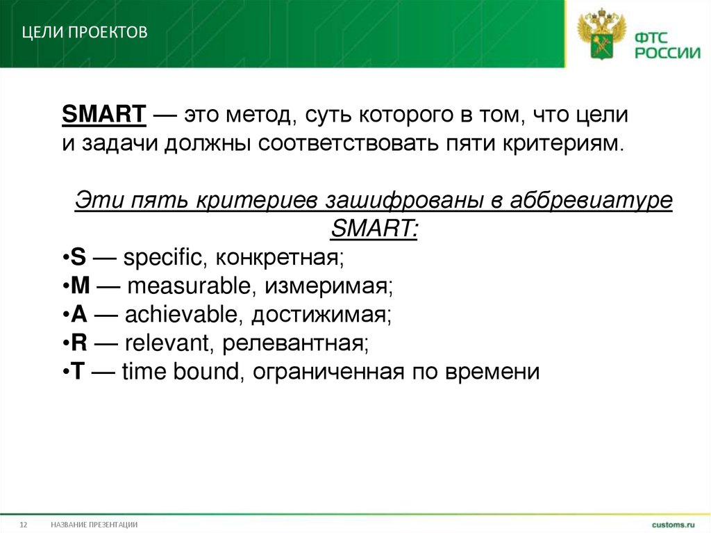 Цели проектов