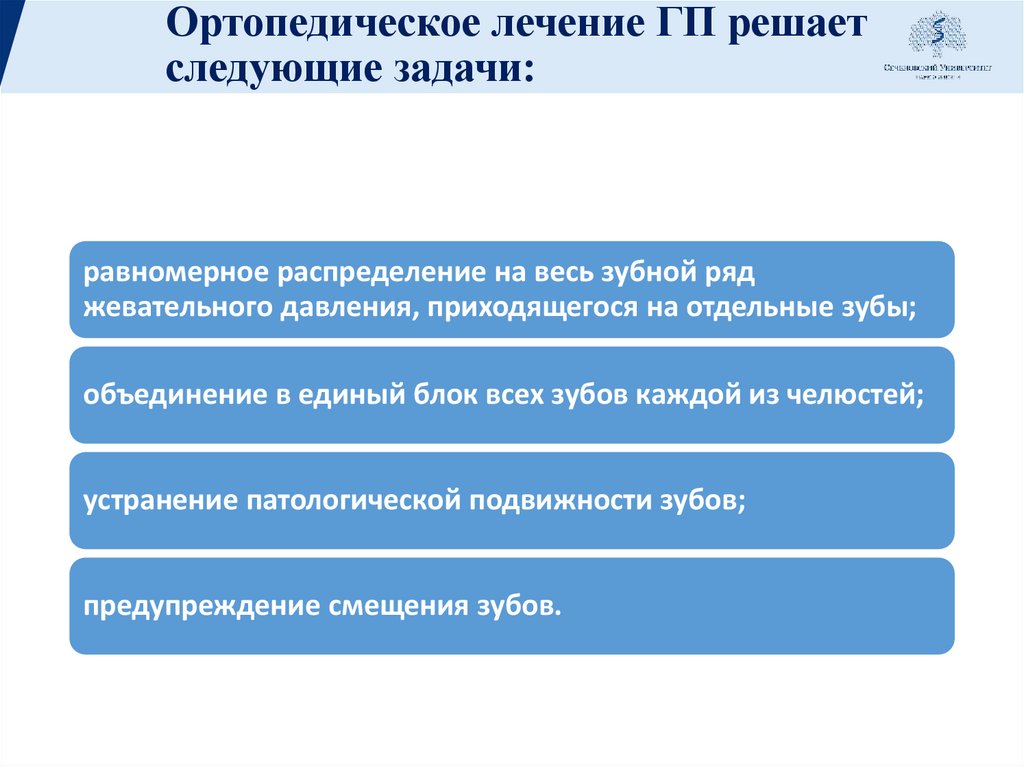 Ортопедическое лечение ГП решает следующие задачи: