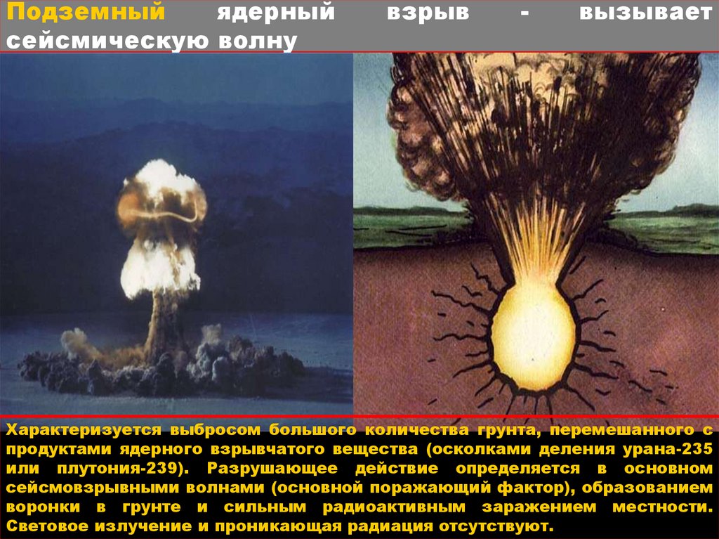 Подземный ядерный взрыв - вызывает сейсмическую волну