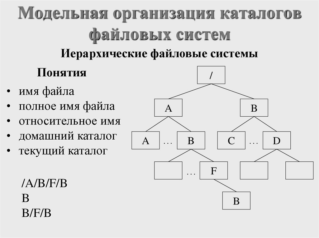Модельная организация каталогов файловых систем