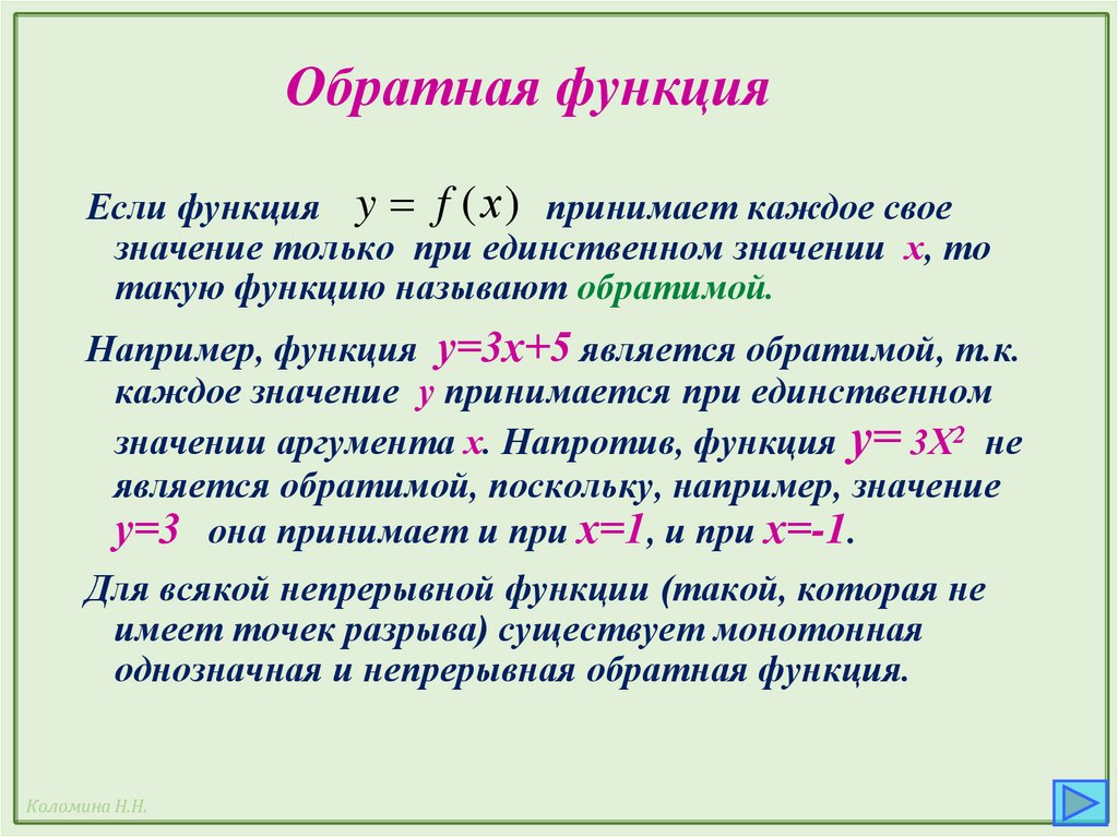 Обратная функция