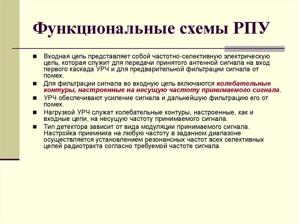 Функциональные схемы РПУ